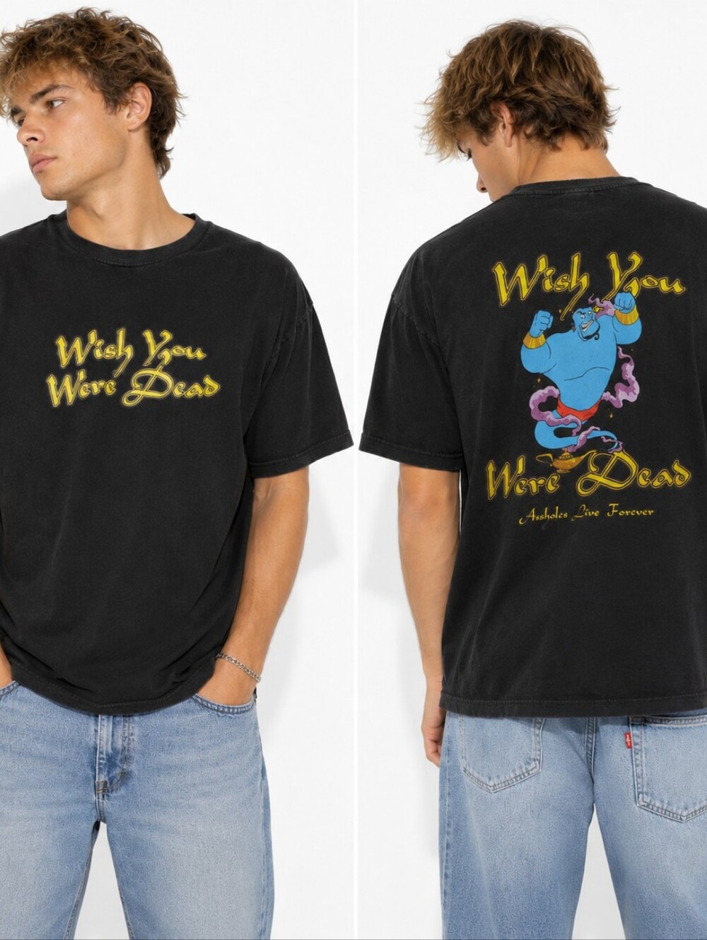 💚 (3 For $25) Assholes Live Forever ($75) Wish You Were Dead Graphic Tee Black